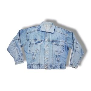 Vintage Nuovo Industrial Boxy Loose‎ Street 90s Denim Jean Jacket Men's S